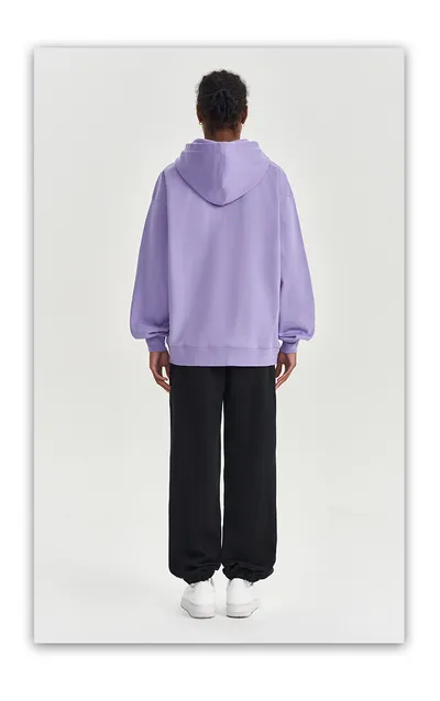 Autumn And Winter 450g Terry Loose Fashion Brand Zipper Hooded Sweater Solid Color