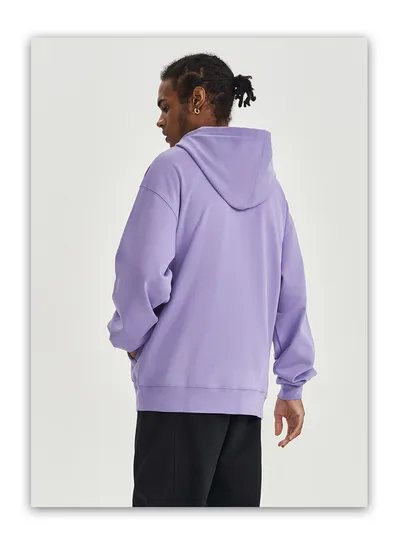 Autumn And Winter 450g Terry Loose Fashion Brand Zipper Hooded Sweater Solid Color