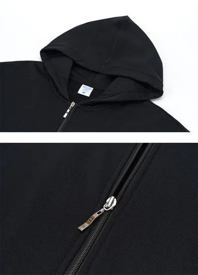 Autumn And Winter 450g Terry Loose Fashion Brand Zipper Hooded Sweater Solid Color
