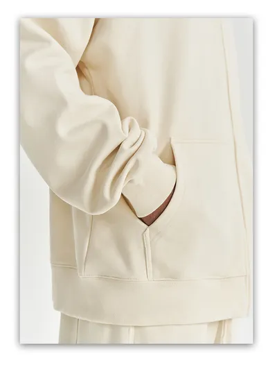 Autumn And Winter 450g Terry Loose Fashion Brand Zipper Hooded Sweater Solid Color