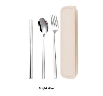 Stainless Steel Portable Tableware Student Spoon Fork Including Chopsticks Storage Set