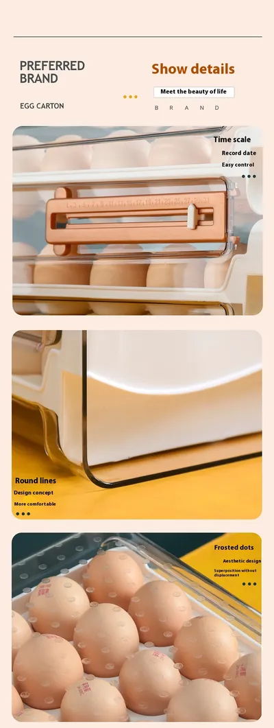 With Scale Egg Storage Box Kitchen Refrigerator Drawer Storage Box
