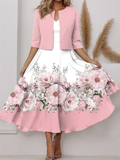 Women's Versatile Casual Dress Jacket Set