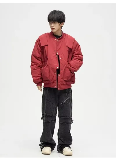 Lace-up Zipper Jeans Vintage Distressed Straight Loose Pants