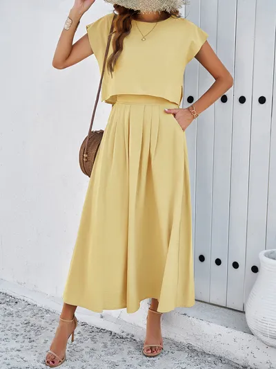 Women's Minimalist Casual Sleeveless Top And Long Skirt Set