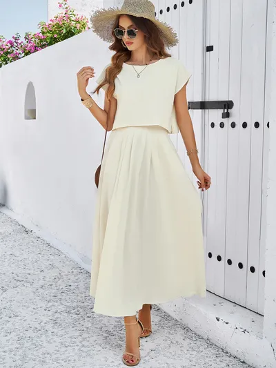 Women's Minimalist Casual Sleeveless Top And Long Skirt Set
