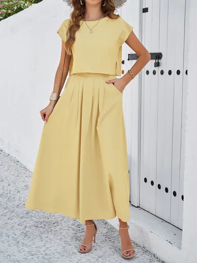 Women's Minimalist Casual Sleeveless Top And Long Skirt Set
