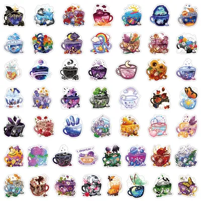 Colorful Tea Cup Graffiti Personality Sports DIY Luggage Scooter Waterproof Stickers