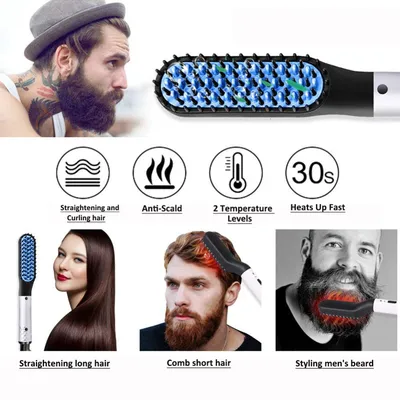 Multifunctional Hair Straightener Hair Comb Brush Men Beard Straightener Straightening