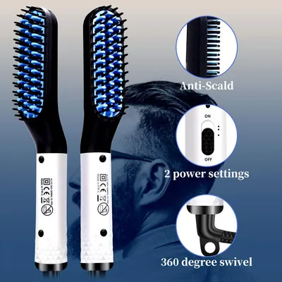 Multifunctional Hair Straightener Hair Comb Brush Men Beard Straightener Straightening