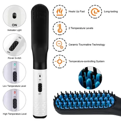 Multifunctional Hair Straightener Hair Comb Brush Men Beard Straightener Straightening
