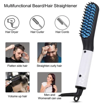 Multifunctional Hair Straightener Hair Comb Brush Men Beard Straightener Straightening