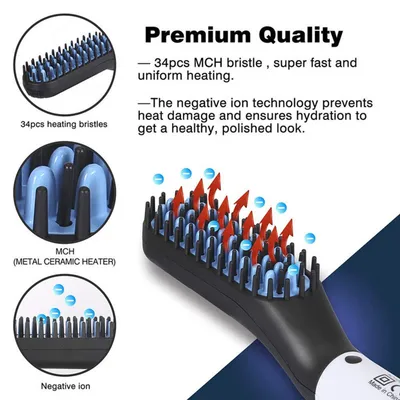 Multifunctional Hair Straightener Hair Comb Brush Men Beard Straightener Straightening