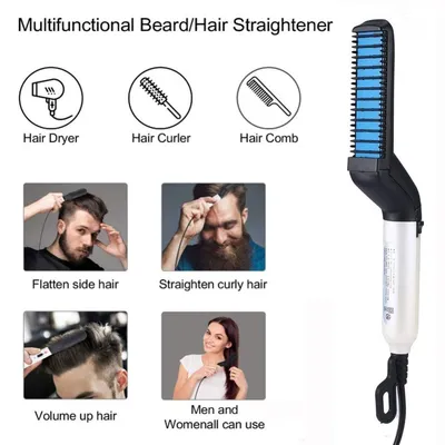 Multifunctional Hair Straightener Hair Comb Brush Men Beard Straightener Straightening