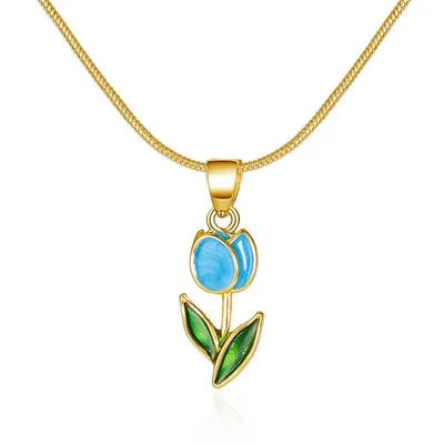 Romantic Flower Tulip Fashion Drop Oil Necklace Bracelet