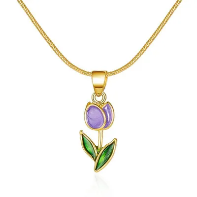 Romantic Flower Tulip Fashion Drop Oil Necklace Bracelet