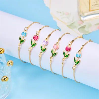 Romantic Flower Tulip Fashion Drop Oil Necklace Bracelet
