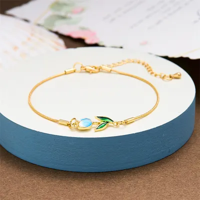Romantic Flower Tulip Fashion Drop Oil Necklace Bracelet