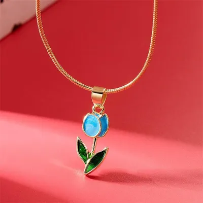 Romantic Flower Tulip Fashion Drop Oil Necklace Bracelet