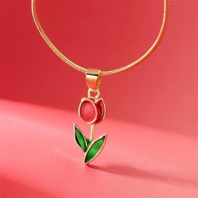 Romantic Flower Tulip Fashion Drop Oil Necklace Bracelet