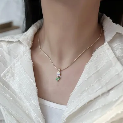 Romantic Flower Tulip Fashion Drop Oil Necklace Bracelet