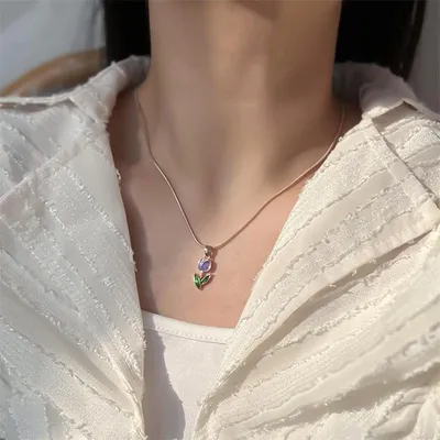 Romantic Flower Tulip Fashion Drop Oil Necklace Bracelet