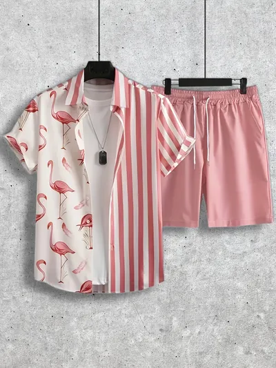 3D Printed Leisure Vacation Shirt Shorts Suit