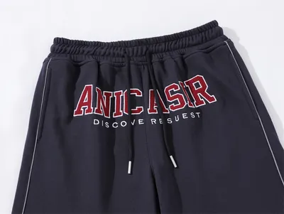 Letter Embroidery Loose Short Sweatpants Men