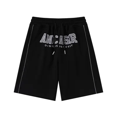 Letter Embroidery Loose Short Sweatpants Men