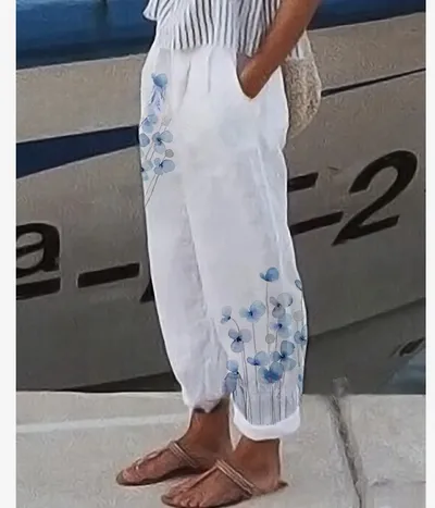 Elegant Cotton And Linen Floral Print Casual Jumpsuit