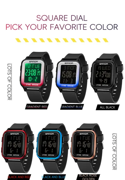 ساعة إلكترونية عصرية متعددة الوظائف للرجال والنساء، مزودة بمنبه وشاشة عرض واحدة
