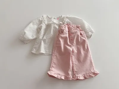 Spring Baby Girls' Retro Wooden Ear Casual Lace Wide-leg Pants Children Fashion Pants