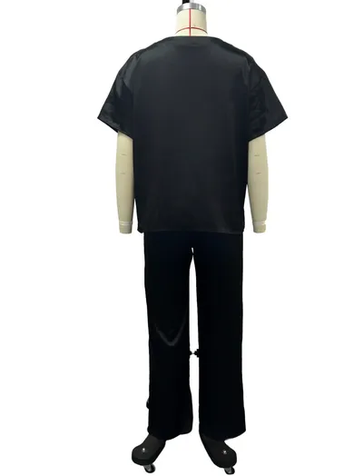 Women's Satin Silky Pajamas Short-sleeved Shirt Long Pajama Pants Suit