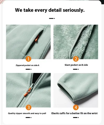 Double-sided Polar Fleece Outdoor Thick Warm Sweater Coat