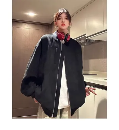 American Retro Premium Purple Baseball Trendy Niche Jacket