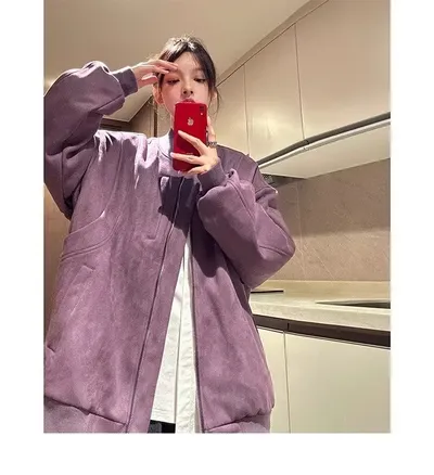 American Retro Premium Purple Baseball Trendy Niche Jacket