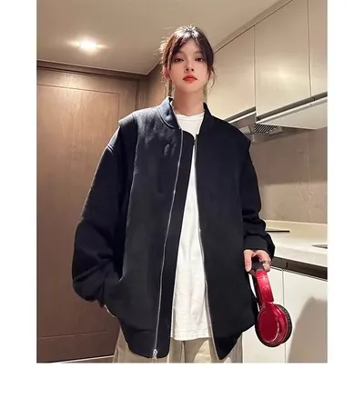 American Retro Premium Purple Baseball Trendy Niche Jacket