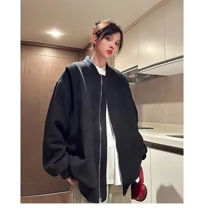 American Retro Premium Purple Baseball Trendy Niche Jacket