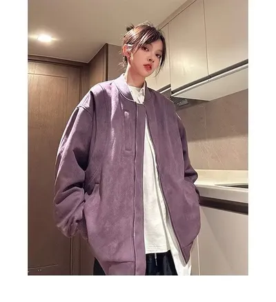 American Retro Premium Purple Baseball Trendy Niche Jacket
