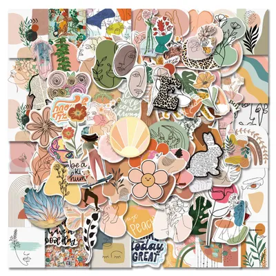 200 Pieces Style Stickers DIY Decorative Luggage Notebook Waterproof Label