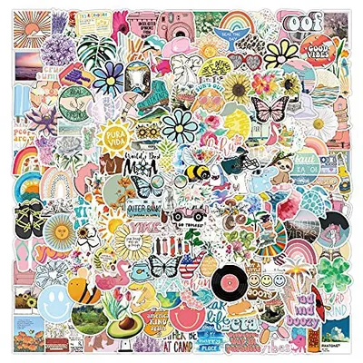 200 Pieces Style Stickers DIY Decorative Luggage Notebook Waterproof Label