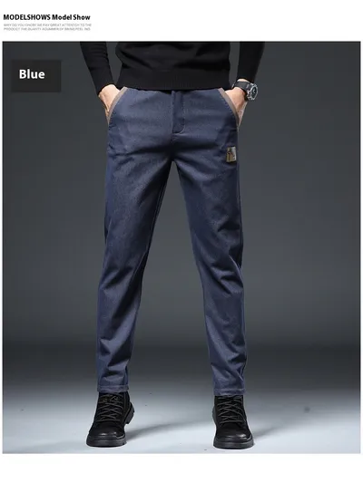Embroidery Trend Slim Straight Pants Men