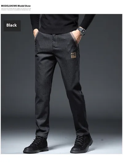 Embroidery Trend Slim Straight Pants Men