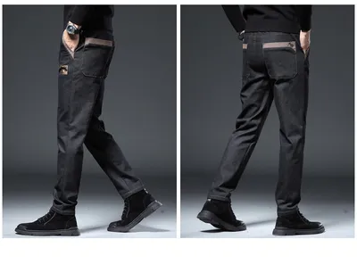 Embroidery Trend Slim Straight Pants Men