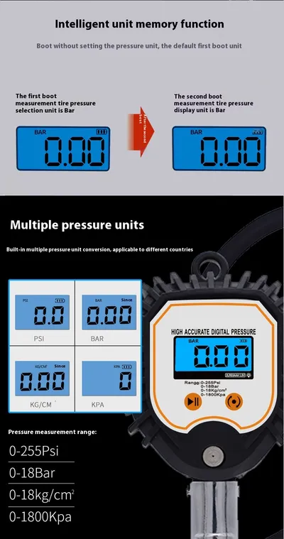 Digital Display Tire Pressure Gauge For Automobiles