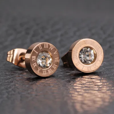 Roman Numerals and Diamond Stud Earrings