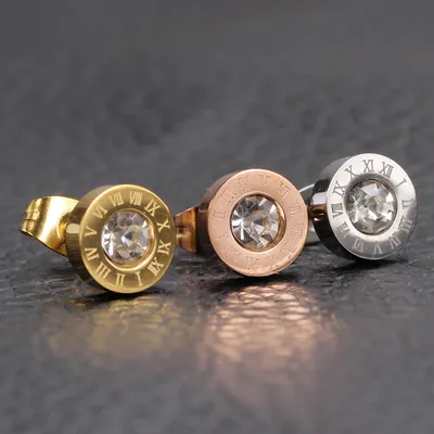 Roman Numerals and Diamond Stud Earrings