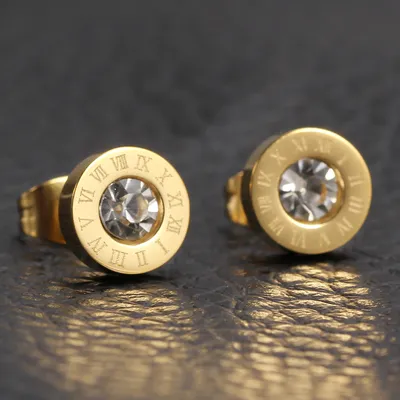 Roman Numerals and Diamond Stud Earrings