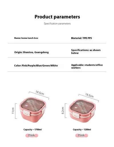 Large Capacity Separated Plastic Seal Lunch Box