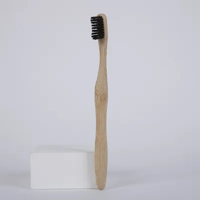 toothbrush with wavy handle bamboo wood